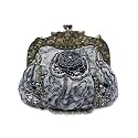 CORIOS Vintage 1920s Beaded Evening Bag Pearl Clutch Bag for Women Bridal Wedding Purse Sequin Rhinestone Handbag