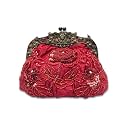 CORIOS Vintage 1920s Beaded Evening Bag Pearl Clutch Bag for Women Bridal Wedding Purse Sequin Rhinestone Handbag