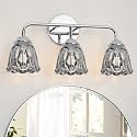Daunton Vintage 3 Light Vanity Light, Chrome Bathroom Vanity Light, Bathroom Light Fixtures with Smokegray Glass Shade, Antique Vanity Light Fixtures Over Mirror, Wall Sconce for Bedroom, Living Room