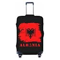 Vintage Albania Albanian Flag Luggage Cover Men Women Washable Elastic Anti-Scratch Suitcase Protector Covers For Luggage Travel Fits 18-32 Inch Case X-Large