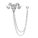 Vintage Animal Tassel Chain Lapel Pin for Men Women - Punk, Buck, Suit, Tie - Deer, Ram, Owl Rhinestone Collar Chain Pin for Boyfriend Gifts