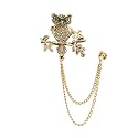 Vintage Animal Tassel Chain Lapel Pin for Men Women - Punk, Buck, Suit, Tie - Deer, Ram, Owl Rhinestone Collar Chain Pin for Boyfriend Gifts