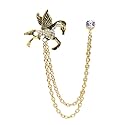 Vintage Animal Tassel Chain Lapel Pin for Men Women - Punk, Buck, Suit, Tie - Deer, Ram, Owl Rhinestone Collar Chain Pin for Boyfriend Gifts