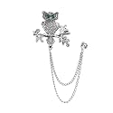Vintage Animal Tassel Chain Lapel Pin for Men Women - Punk, Buck, Suit, Tie - Deer, Ram, Owl Rhinestone Collar Chain Pin for Boyfriend Gifts