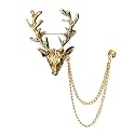 Vintage Animal Tassel Chain Lapel Pin for Men Women - Punk, Buck, Suit, Tie - Deer, Ram, Owl Rhinestone Collar Chain Pin for Boyfriend Gifts