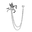 Vintage Animal Tassel Chain Lapel Pin for Men Women - Punk, Buck, Suit, Tie - Deer, Ram, Owl Rhinestone Collar Chain Pin for Boyfriend Gifts