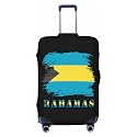 Vintage Bahamas Bahamian Flag Luggage Cover Men Women Washable Elastic Anti-Scratch Suitcase Protector Covers For Luggage Travel Fits 18-32 Inch Case Small