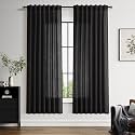 Vintage Black Linen Curtains for Living Room