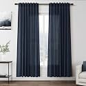 Vintage Blue Linen Curtains 72 Inch Length