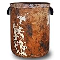 Brown Cow Skin Laundry Basket Foldable Hamper 18.9"x16.5"