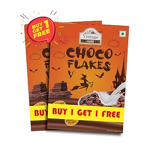 vintage farms instant choco flakes breakfast cereals milky flakesready to eatchildren cereals  buy 1 get 1 free  375 gm  375 gm
