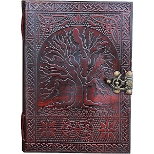 vintage fashion leather diary handmade paper notebook journal for writing notes gifts and memories girl boy men women embossed with metal lock 7 x 5 inches tree200 pages