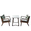 Vintage Faux Leather Sofa &amp; Coffee Table Set, 2-4-Seater Seating Mid-Century Modern Solid Loveseat Upholstered Couch(4)
