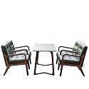 Vintage Faux Leather Sofa &amp; Coffee Table Set, 2-4-Seater Seating Mid-Century Modern Solid Loveseat Upholstered Couch(3)