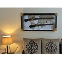 Vintage Flintlock Pistol and Rifle Shadow Box Frame, 107x56 cm World Map Background, Antique Replica Firearms Wall Decor for Home and Office