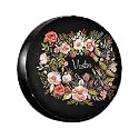 Vintage Floral Wreath Spare Tire Cover Wheel Protectors Dust-Proof Wheel Tire Cover Fit Trailer, Rv, Sand Many Vehicle 15inch