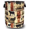 Vintage Forest Bear Laundry Basket Oxford Cloth Foldable Hamper 18.9x16.5In
