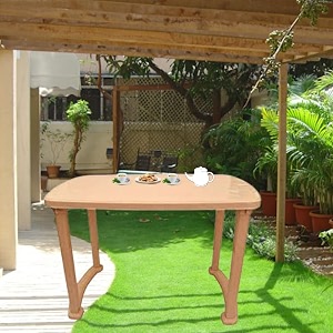 plastic rectangular four seater dining table beige