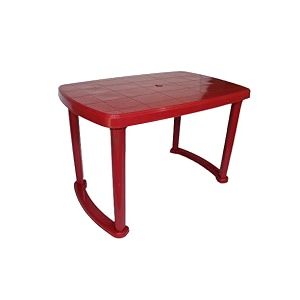 plastic rectangular four seater dining table red