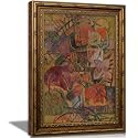Vintage Gold Framed Abstract Floral Wall Art, Maximalism Flowers Painting Canvas Prints, Colorful Geometric Botanical Floral Bouquet Wall Decor, Modern Aesthetics Poster Artwork for Living Room Office, 12x16in