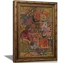 Vintage Gold Framed Abstract Floral Wall Art, Maximalism Flowers Painting Canvas Prints, Colorful Geometric Botanical Floral Bouquet Wall Decor, Modern Aesthetics Poster Artwork for Living Room Office, 9x11in