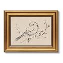 Vintage Gold Framed bird Wall Art Minimalist Bird Sketch Painting Picture Wall Decor Retro Antique Nature Line Drawing Poster Print Artwork for Gallery Bedroom Bathroom Office Home Decoration