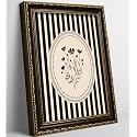Vintage Gold Framed Floral Wall Art, Stripes Flower Canvas Prints, Antique Botanical Floral Wall Decor, Sketch Plant Orchid Poster Artwork for Living Room Office Bedroom Home Decor, 9x11in