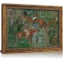 Vintage Gold Framed Horse Race Wall Art, Retro Impressionist Style Equestrian Canvas Prints, Classic Race Scene Wall Decor, Abstract Cottagecore Equestrian Poster Artwor for Living Room Bedroom Office Decor, 9x11in