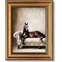 Vintage Gold Framed Horse Wall Art Retro Western Brown Horse On Sofa Painting Picture Wall Decor Antique Country Poster Print Artwork for Living Room Bedroom Office Dorm Home Decoration