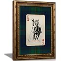 Vintage Gold Framed Polo Playing Card Wall Art, Retro Plaid Equestrian Canvas Prints, Trendy Polo Four In Hand Sport Poker Wall Decor, Classic Horse Sport Poster Artwork for Office Man Cave, 12x16in