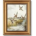 Vintage Gold Framed Wall Art Farmhouse Mallard Duck Pond Painting Picture Wall Decor Countryside Wildlife Nature Pond Poster Print Artwork for Living Room Bedroom Office Home Decoration