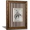 Vintage Gold Framed Western Cowboy Wall Art, Retro Rodeo Postage Stamp Canvas Print, Black and White Cowboy Up Wall Decor, Retro Striped Background Poster Artwork for Living Room Bedroom Boys Room,9x11in