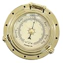 Vintage Handmade Roman Brass Weather Station Set - Quartz Clock, Hygrometer & Barometer for Home, Auto, Yacht Marine Decor (Barometer)