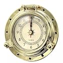 Vintage Handmade Roman Brass Weather Station Set - Quartz Clock, Hygrometer & Barometer for Home, Auto, Yacht Marine Decor (Clock)