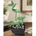 Vintage Hummingbird Tabletop Water Fountain - 12"x 5" Zen Home Office Decor - Gentle Bubbling Spring Indoor Zen Decor with Low-Noise Pump, LED Light, Natural River Rocks, Inline Switch & USB Adapter