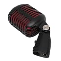 Vintage Microphone - Retro Dynamic Vocal Microphone with Cardioid Design - Durable Zinc Alloy, Adjustable Rack Perfect for KTV, Stage, and Studio Use (Black)