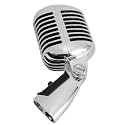Vintage Microphone - Retro Dynamic Vocal Microphone with Cardioid Design - Durable Zinc Alloy, Adjustable Rack Perfect for KTV, Stage, and Studio Use (Silver)