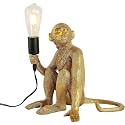 Vintage Monkey Table Lamp, 13.3 x 12.5 Inch Retro Resin Monkey Tabletop Light E26 Desk Lamp for Dining Living Room Bedroom Bar Cafe (Gold - Table Lamp)