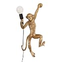 Vintage Monkey Wall Lamp, 13.7 x 27.5 Inch Retro Resin E27 Monkey Wall Light Fixture for Dining Living Room Bedroom Bar Cafe (Gold - Wall Lamp)