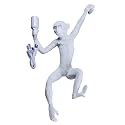 Vintage Monkey Wall Lamp, 13.7 x 27.5 Inch Retro Resin E27 Monkey Wall Light Fixture for Dining Living Room Bedroom Bar Cafe (White - Wall Lamp)