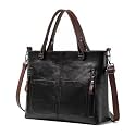 Vintage Style Leather Handbag, Double Front Pocket Tote, Shoulder Bag with Adjustable Strap, Trendy Simple Satchel Handbag for Vacation Commuting Work Brown