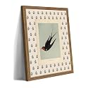 Vintage Swallow Wall Art, Japanese Bird Canvas Wall Decor Painting, Rustic Cottagecore Swallow Artwork Prints Pictures for Living Room Bedroom 16x24 Inch Wood Framed