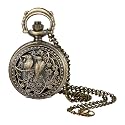 Vintage Tree of Life Hollow Bronze Pocket Watch Quartz Arabic Markers Carved Men and Women Watches with Necklace Chain Pendant