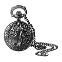 Vintage Tree of Life Hollow Bronze Pocket Watch Quartz Arabic Markers Carved Men and Women Watches with Necklace Chain Pendant