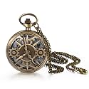 Vintage Tree of Life Hollow Bronze Pocket Watch Quartz Arabic Markers Carved Men and Women Watches with Necklace Chain Pendant