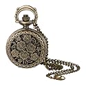 Vintage Tree of Life Hollow Bronze Pocket Watch Quartz Arabic Markers Carved Men and Women Watches with Necklace Chain Pendant