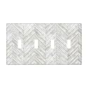 Vintage Western Cabin Pale/White/Grey Wood Plank Grain 4-Gang Toggle Switch Wall Plate Mid-Size Decorative Rustic Farmhouse Faceplate Cover for Toggle Dimmer Light Switches Decorator Switchplate