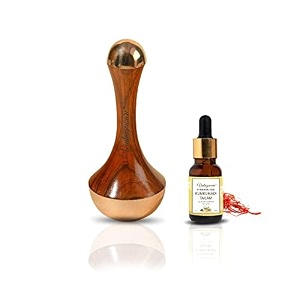 vintageware kansa wand massager amp kumkumadi tailam combo  ayurvedic face amp foot massage tool  15ml glow oil for detox relaxation amp radiant skin 5 inch 15ml oil