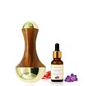 Vintageware® Kansa Wand Massager &amp; Kumkumadi Tailam Combo | Ayurvedic Face &amp; Foot Massage Tool + 15ml Glow Oil for Detox, Relaxation &amp; Radiant Skin (3 Inch, 15ml Oil)