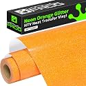 VINYL FROG Neon Orange Glitter HTV Vinyl Roll 10"x8ft Shimmer Iron on Vinyl